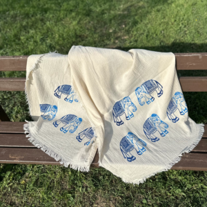 Indigo Elephant Border Towel