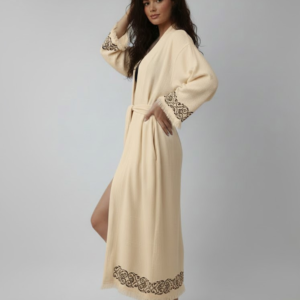 Aegean Key Trim Cotton Gauze Robe